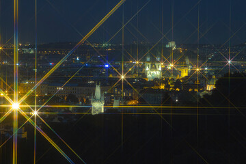 Prague at night. Retro style . Czech Republic