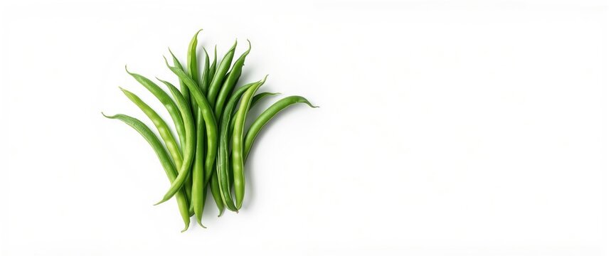 Unattractive yard-long beans displayed on a white background