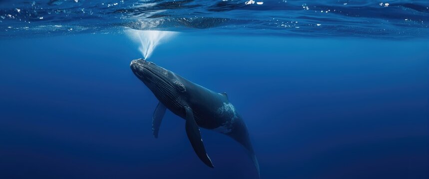 The awe-inspiring sight of Bryde's whale (Balaenoptera brydei) surfacing to inhale air