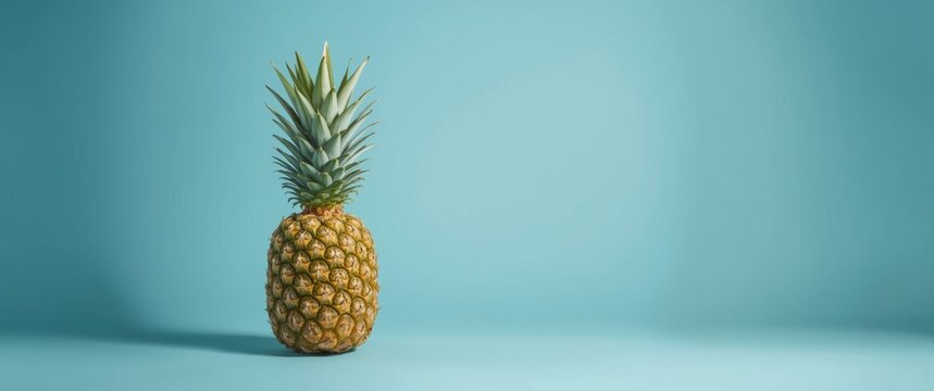 Pineapple on a blue background - Powered by Adobe