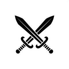 &ldquo;Minimalist crossed swords icon, black silhouette only, symmetrical design, clean vector style, white background&rdquo;