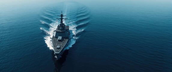 Naklejka premium Overview of a contemporary warship's exterior features