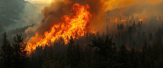 Wildfire in the woods