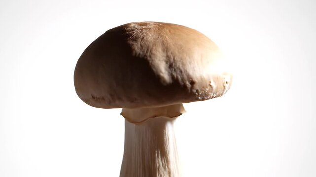 Mushroom Close-Up Time-Lapse Against White Background, Showing Fungi in Detail