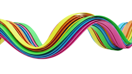 Wavy Rainbow Ribbons Abstract Background