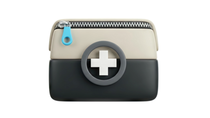 3D Render of a First Aid Kit with a White Cross Symbol