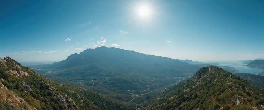 Beautiful view of Greece's mountains and nature during spring and summer seasons