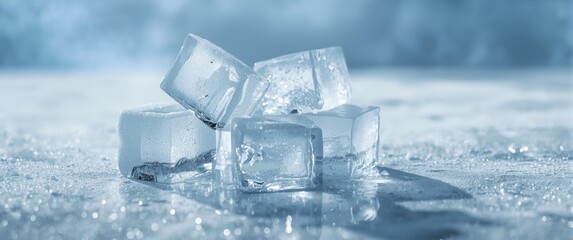 Detailed close-up of Ice cubes featuring space for text
