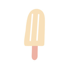 Ice cream and popsicle in simple doodle style, cold sweet frozen dessert, sorbet treat, summer food, snack and kids sketch drawing, childish isolated on white background flat vector illustration.