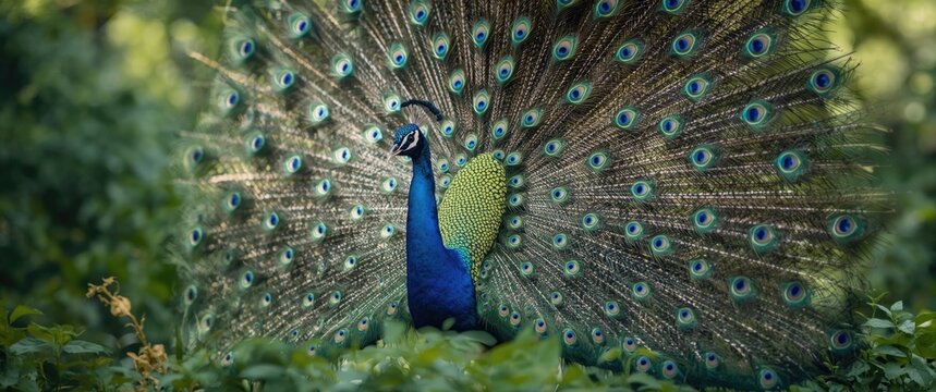 Colorful peacock photo taken in the park