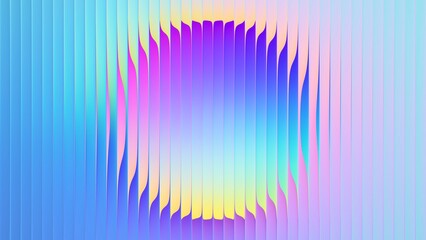 Fractal glass texture with soft circular pastel neon gradient glowing through translucent waves. Futuristic reeded glass surface with luminous circular gradient for creative visual projects. 3d render © 3d_kot