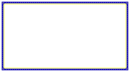 Decorative rectangular frame with blue and yellow dotted borders isolated on transparent background