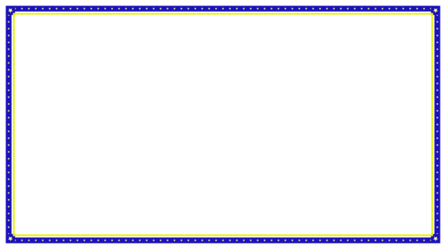 Decorative rectangular frame with blue and yellow dotted borders isolated on transparent background - Powered by Adobe
