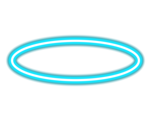 Neon blue oval frame isolated on transparent background