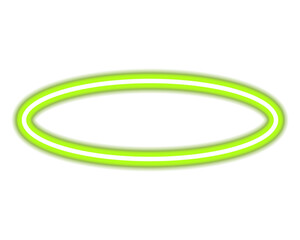 Neon green oval frame isolated on transparent background