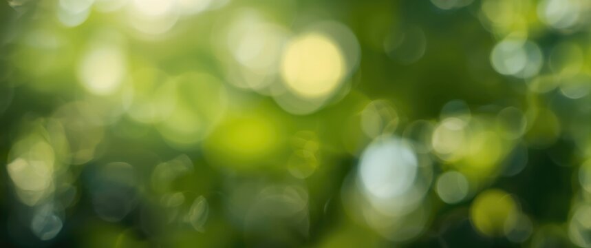 Light green leaf bokeh blur background design for farm spring banner, fresh ozone decoration, retro bio eco csr style, abstract healthy life and growth in holy peace