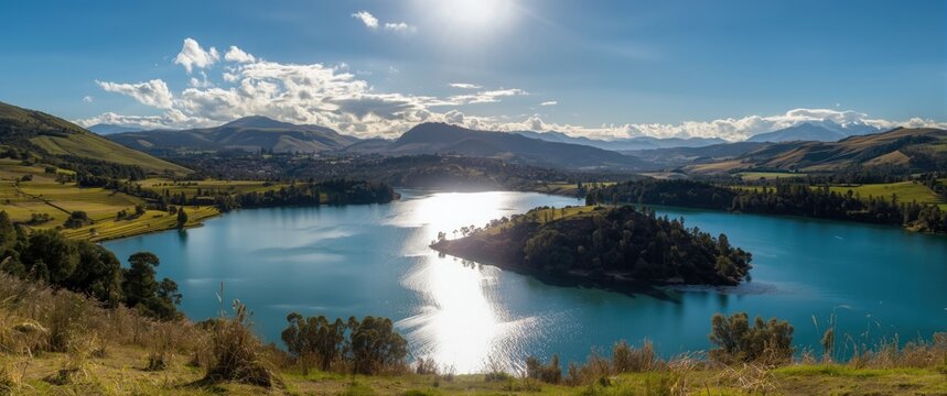 Hiking around Cuicocha Lake along the Cuicocha Loop in Otavalo, Ecuador