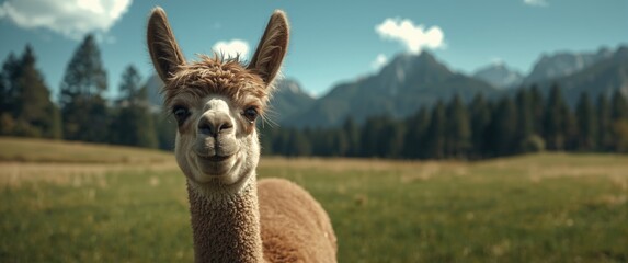 Obraz premium Alpaca amidst natural surroundings