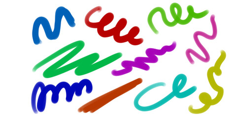 Colorful wavy lines random brush strokes abstract background. Simple playful design element concept...