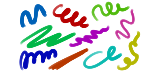 Colorful wavy lines random brush strokes abstract background. Simple playful design element concept for children art.