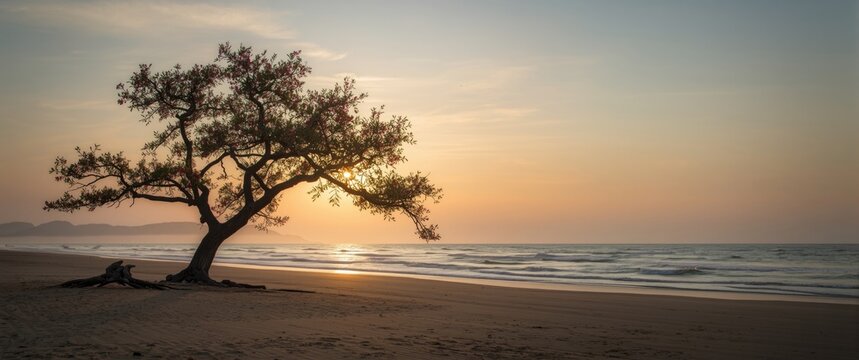 Poland's Ustka Baltic Sea beach during sunset