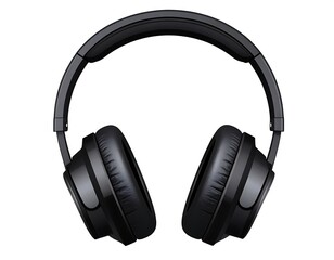 Fototapeta premium A frontal view of a sleek, over-ear audio device. The headphones have large, cushioned earcups and a padded headband