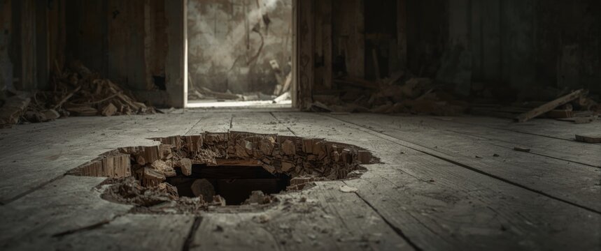 Termite-inflicted damage area