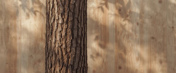 Fototapeta premium Tree bark's smooth texture is derived from the tree. Use brown hardwood with thick bark and residential house wood for background woodwork