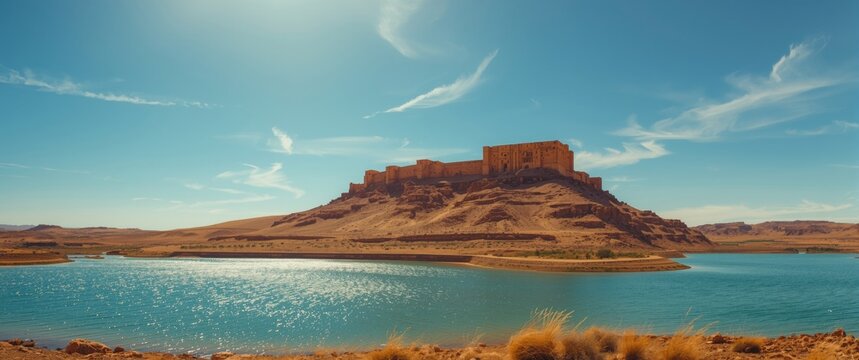 The Roman fortress of Castle Burqu in the Jordan desert