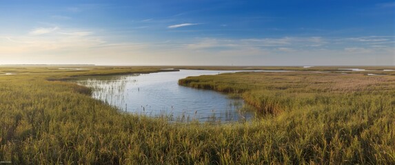 Fototapeta premium Ocean Inlet Flanked by Marsh Grass