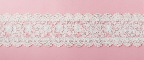 Pink background featuring beautiful white floral lace