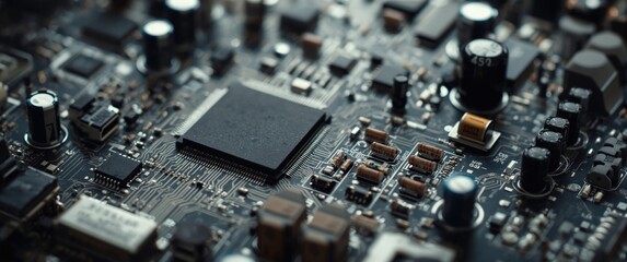 Electronics and Resistors in Close-Up View on Board Electrical Circuits