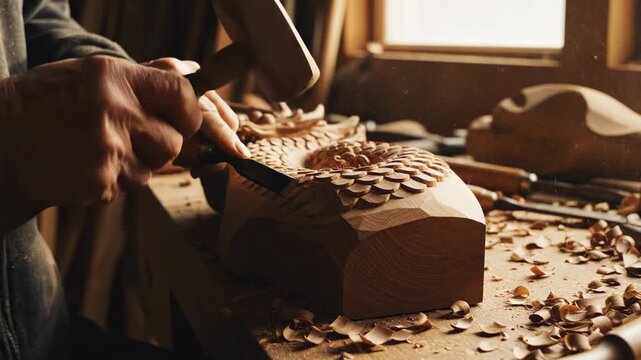 Woodcarving Artistry - Crafting Intricate Designs with Precision and Skill.