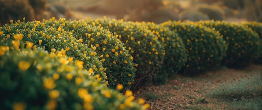 Arrangement of pingo de ouro shrubs in a curve