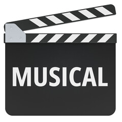 Obraz premium Musical film concept with clapperboard. 3D rendering