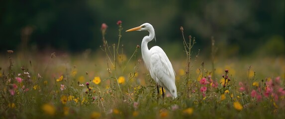 Fototapeta premium White bird options: Indian crane or heron