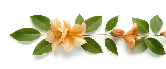 Naklejka premium Isolated apricot, flower, and apple leaves