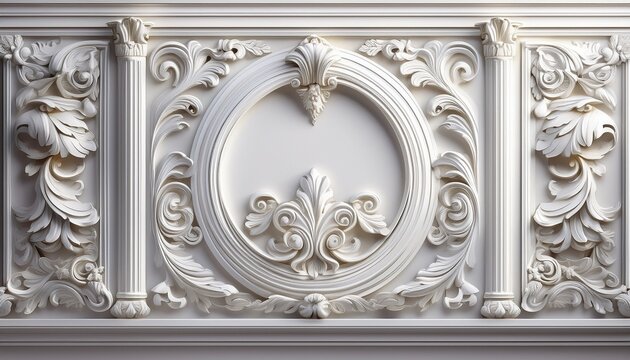 white bas relief details classic wall moulding vintage style interior