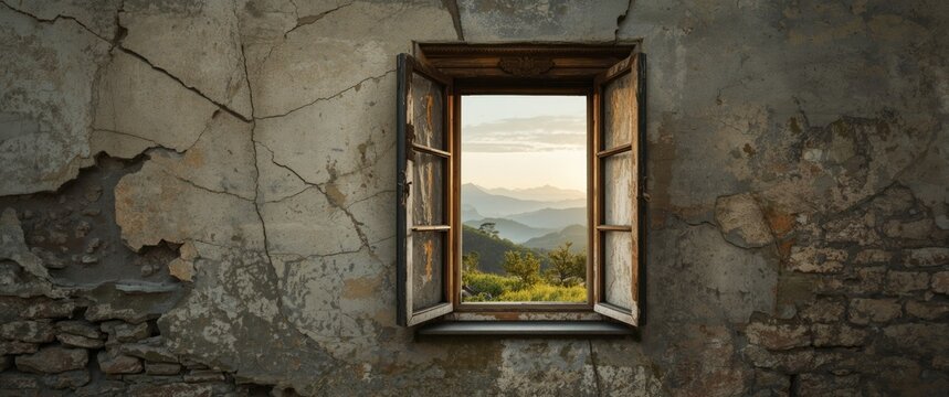 Peering from a Window in an Abandoned Structure in Southern Italy