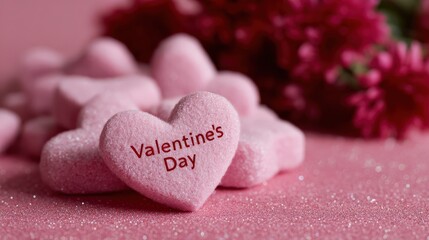 Obraz premium Valentine's Day hearts and flowers symbolizing the celebration of love, friendship, and affection. ..Created with Generative AI, not depicting real subjects.