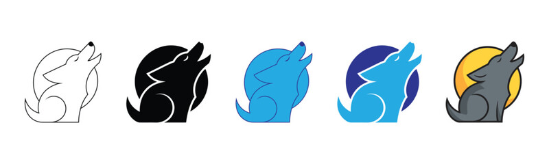 Obraz premium Vector illustration icon collection of five stylized animal head logos in various colors