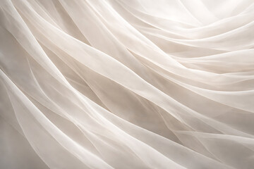 Obraz premium Light passing through layered translucent fabric, soft folds, abstract elegance, neutral palette, premium background style 