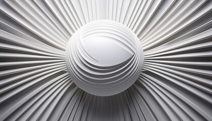 a clean white composition featuring a sphere on intersecting angular planes 3d