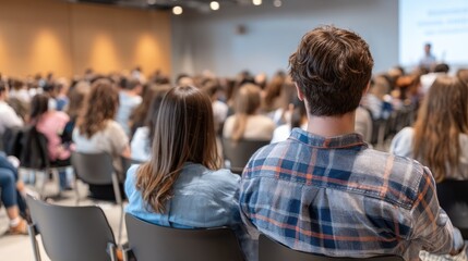 People are seated and attentive while one person shares their story during a church service session