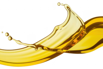 Golden Liquid Splash effect isolated on a transparent background