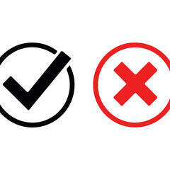 Obraz premium Checkmark and Cross Symbols.