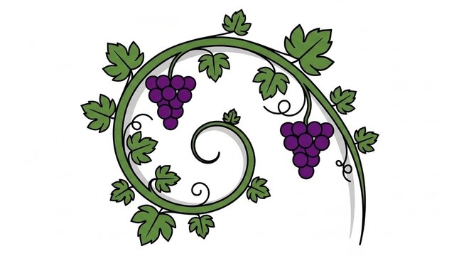 Grapevine illustration in flat vector style, purple and green, Tryphon Zarezan celebration