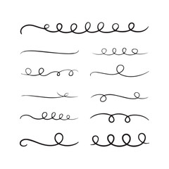 Hand drawn swirls and loops forming decorative line elements in minimalistic illustration