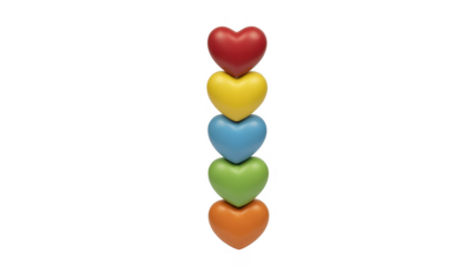 Stack of Colorful Hearts yellow isolated on a transparent background