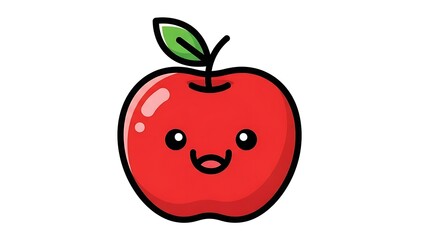 Obraz premium Cartoon Red Apple with Smiling Face.